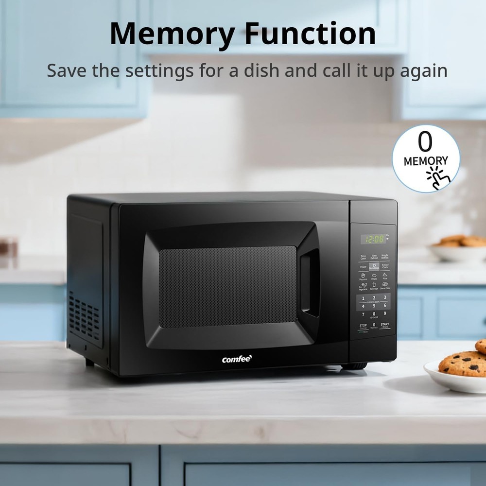 Efficient 0.7 cu.ft Compact Microwave with ECO Mode & One-Touch Buttons - Black