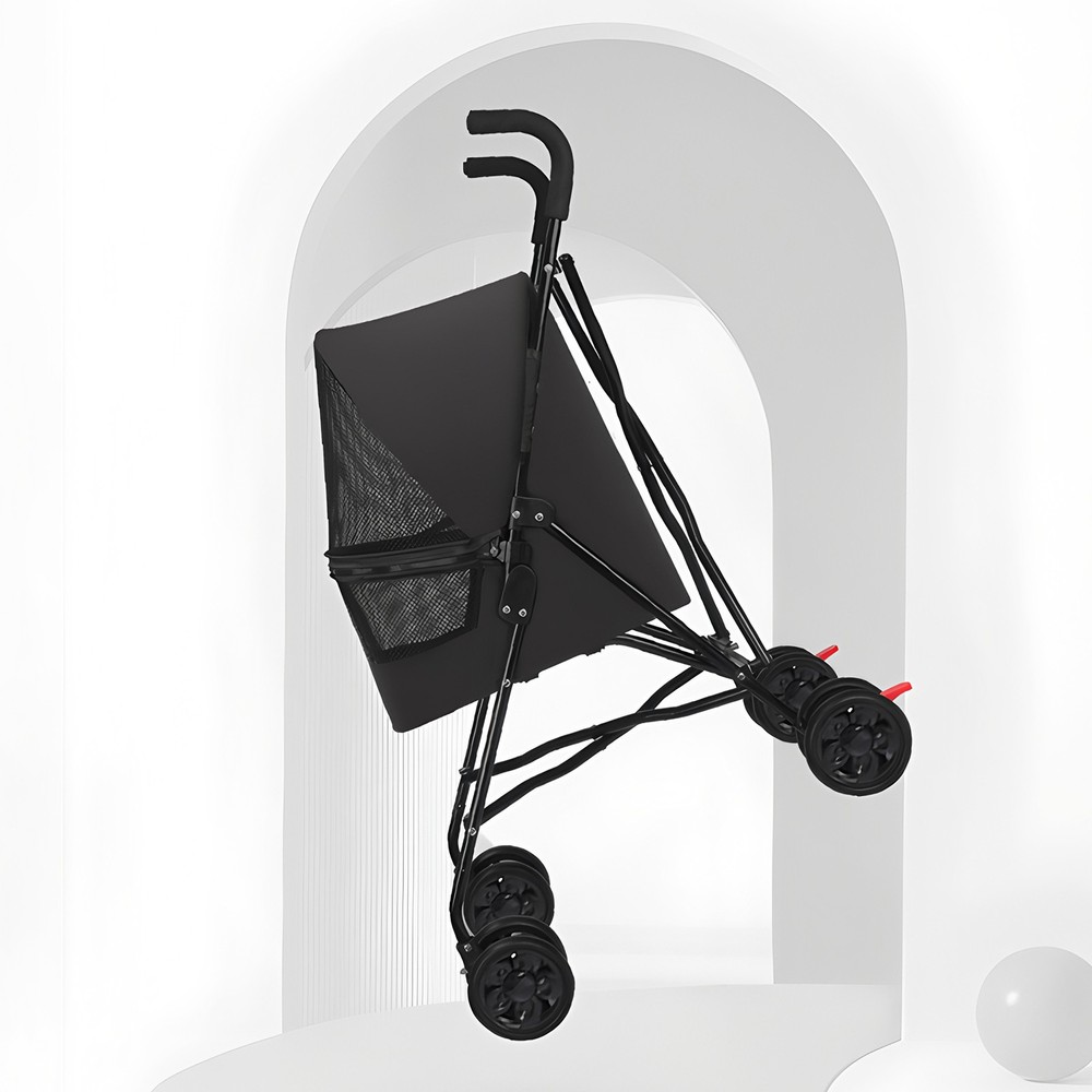 Black Pet Stroller for Small Dogs Cat with Mesh Ventilation Soft Foldable Design