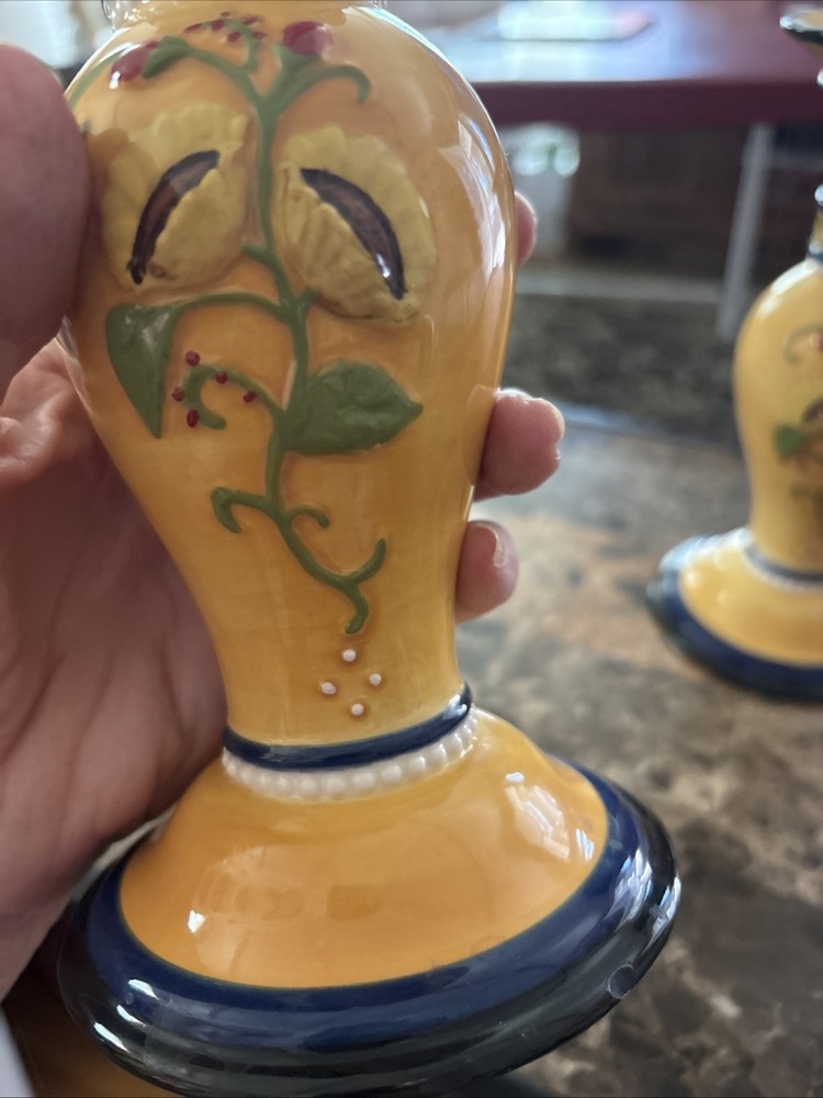 Sunflowers Candlesticks. 8” Tall