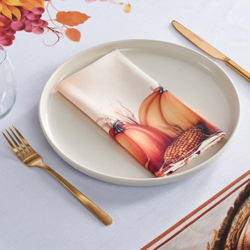 Thanksgiving Tablecloth, (70 x 70" x 120" (Rectangular) Fall Harvest Turkey