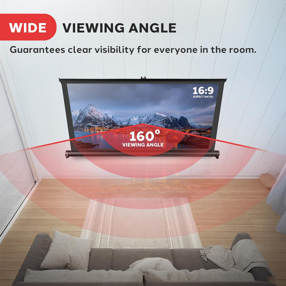 Portable Projector Screen 40 Inch - Versatile Mobile Stand, Easy Pull-Out, Light