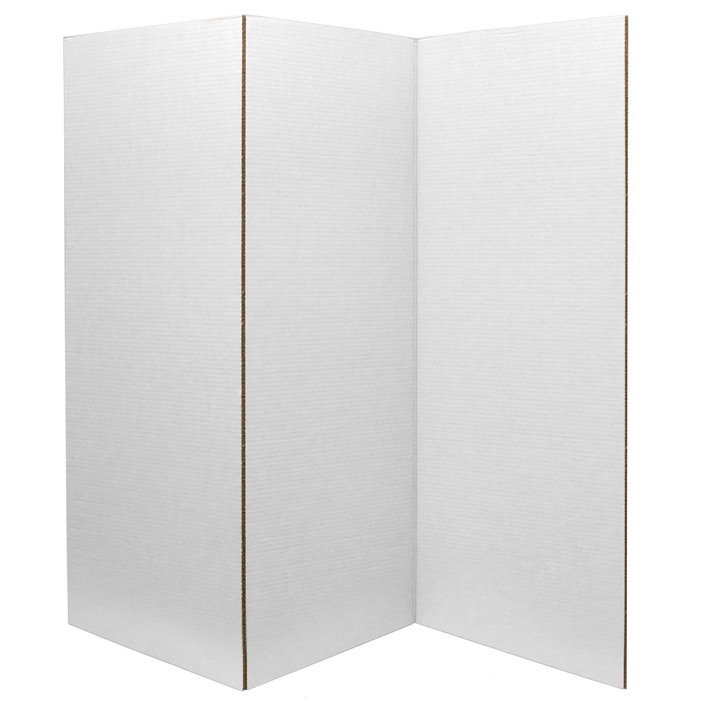 3 ft. Short White Temporary Cardboard Folding Screen - 3 Panels