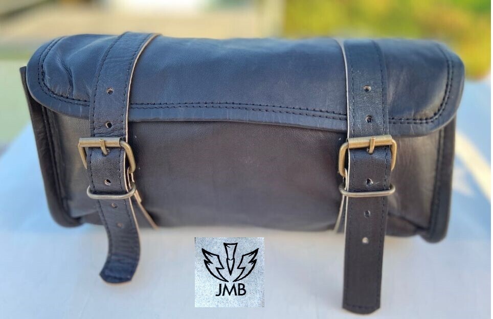 2 Genuine Leather Front Fork Saddle Storage Bag Luggage Tool Bag