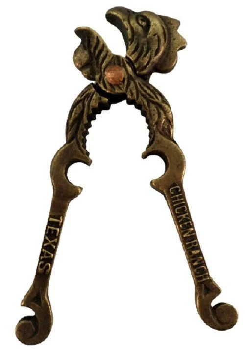 Antique Style Solid Brass Chicken Ranch Texas Nutcracker Rooster Reproduction
