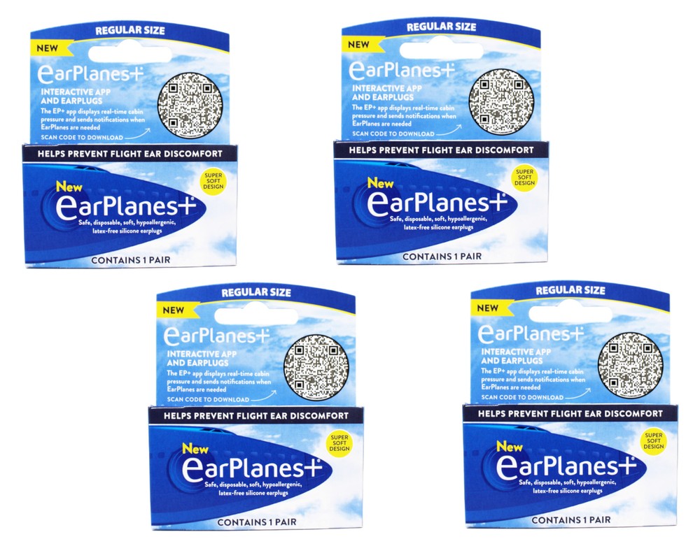4 Pack - Earplanes Flight Ear Protection Earplugs - 1 Pair