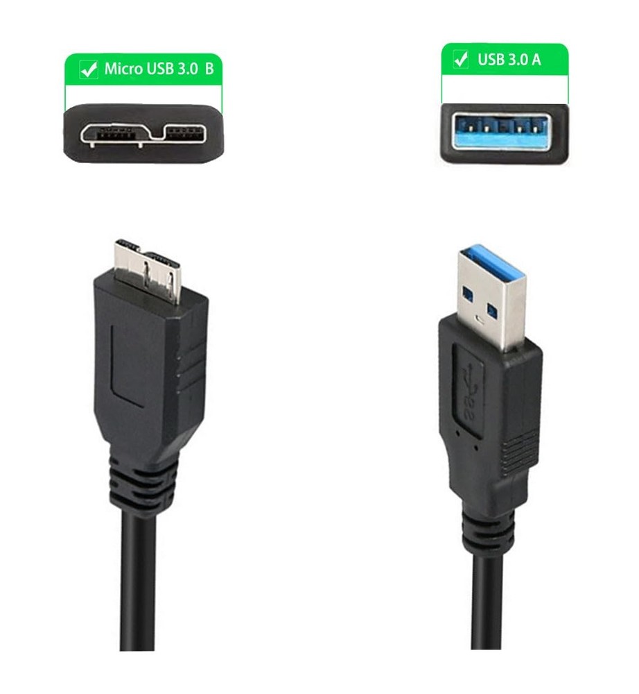 USB 3.0 A to Micro B Cable,External Hard Drive Cord Compatible 1 meter, Black
