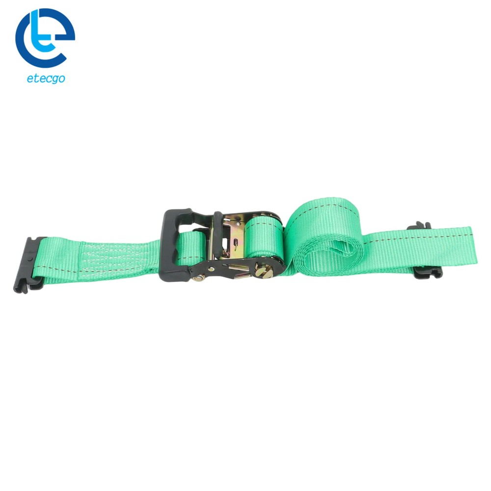 2 Sets Green Wheel Chock & 8ft Ratchet Strap Kit For E Track System For Trailer