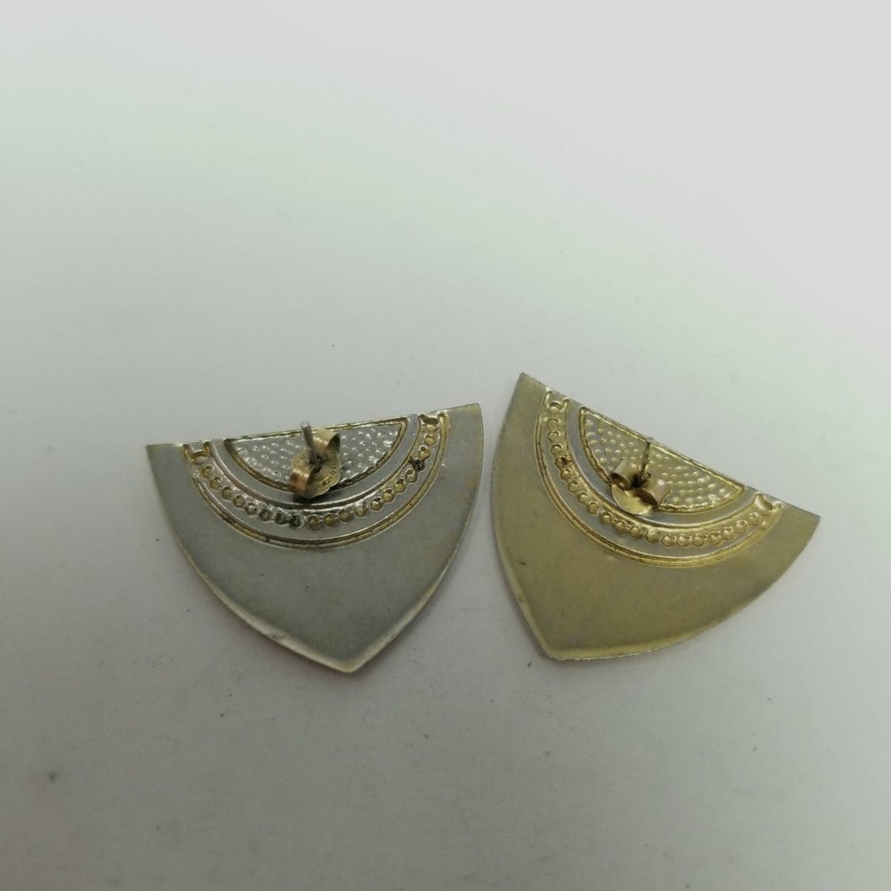 Vintage Triangular Red Enamel Stud Earrings, Retro 80s Style Design, Bold