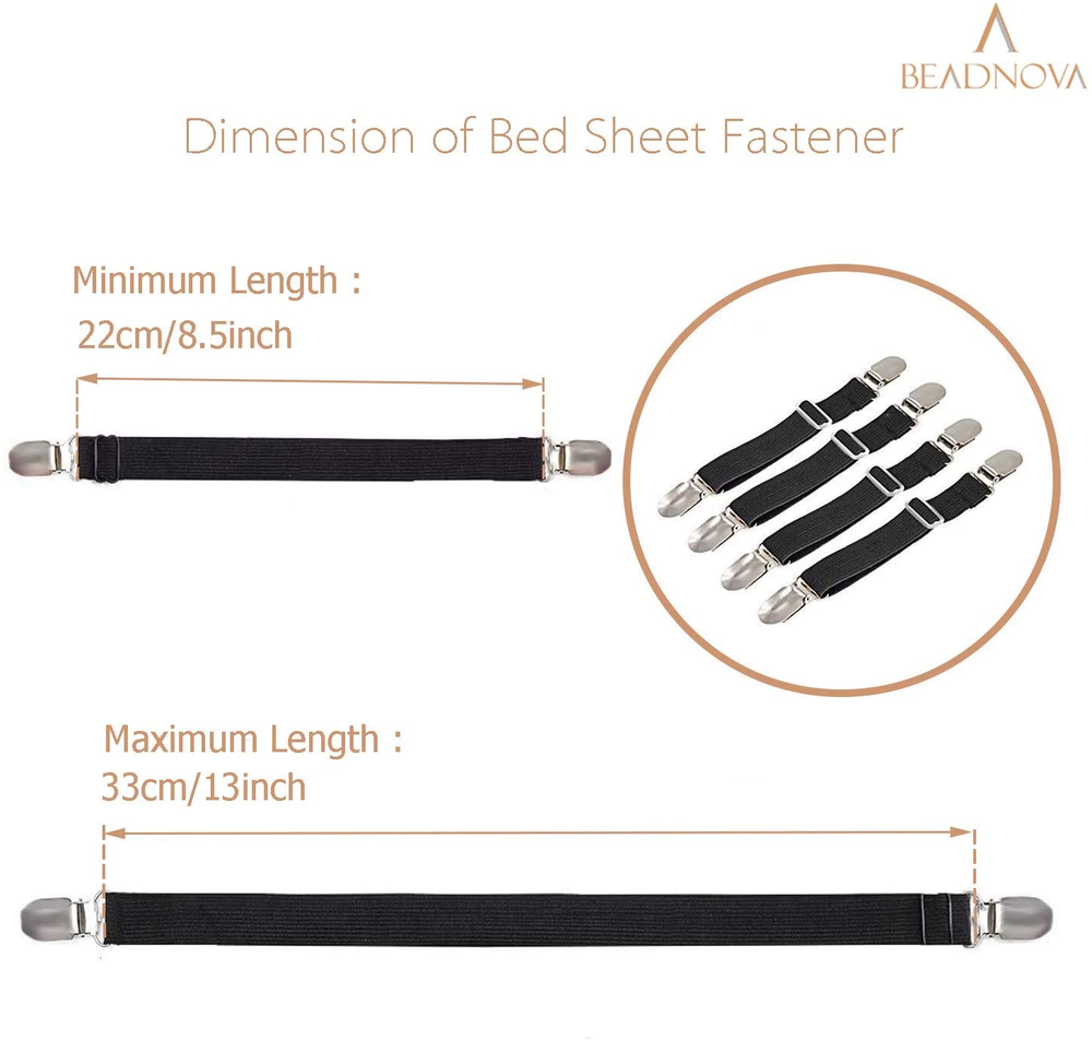 Bed Sheet Straps 4 Pcs Bed Sheet Holders Fitted Sheet Clips Adjustable
