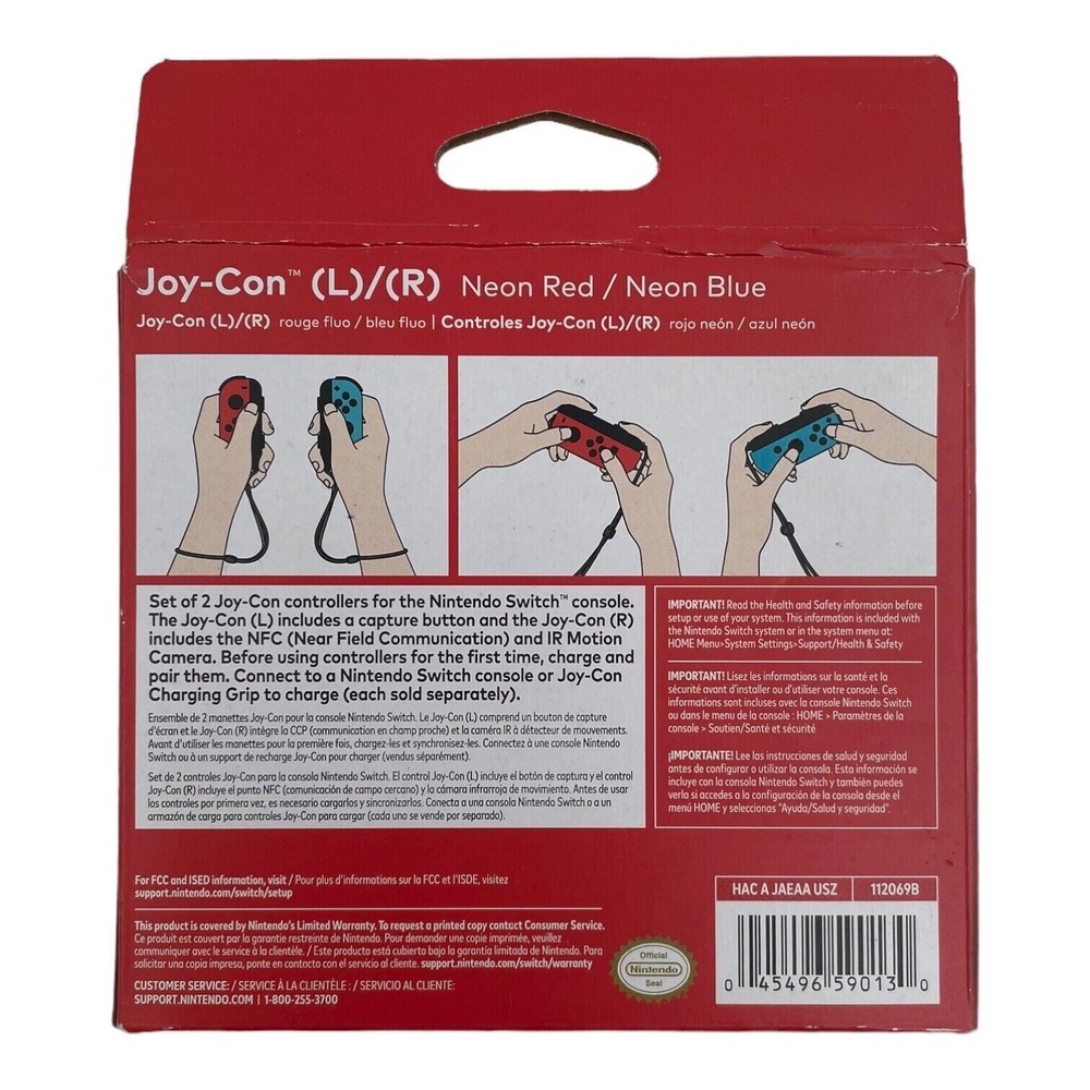 Nintendo Joy-Con Controller - Neon Blue/Neon Red New