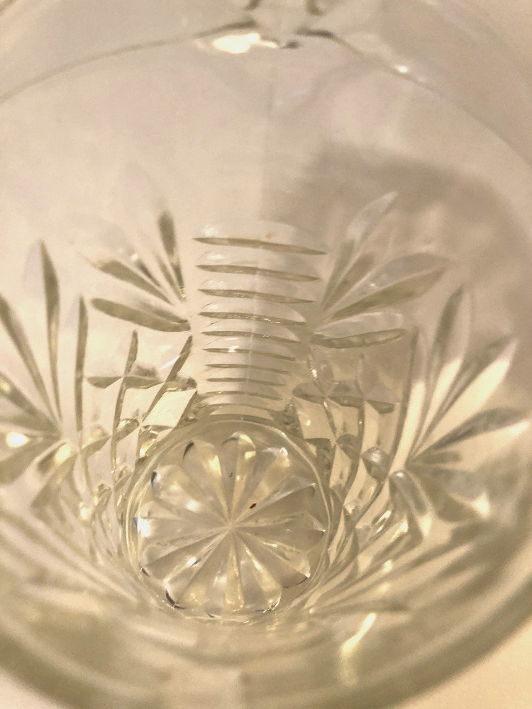 Cut glass Pitcher 5 1/4" and 3 1/2" diameter
