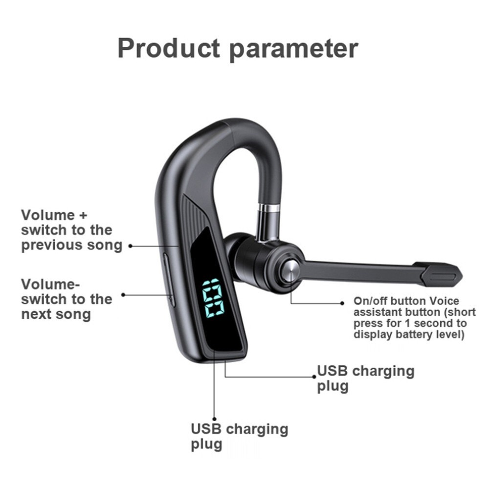 Wireless Bluetooth Earphone Hands-free Call Driver Earpiece for iOS Android