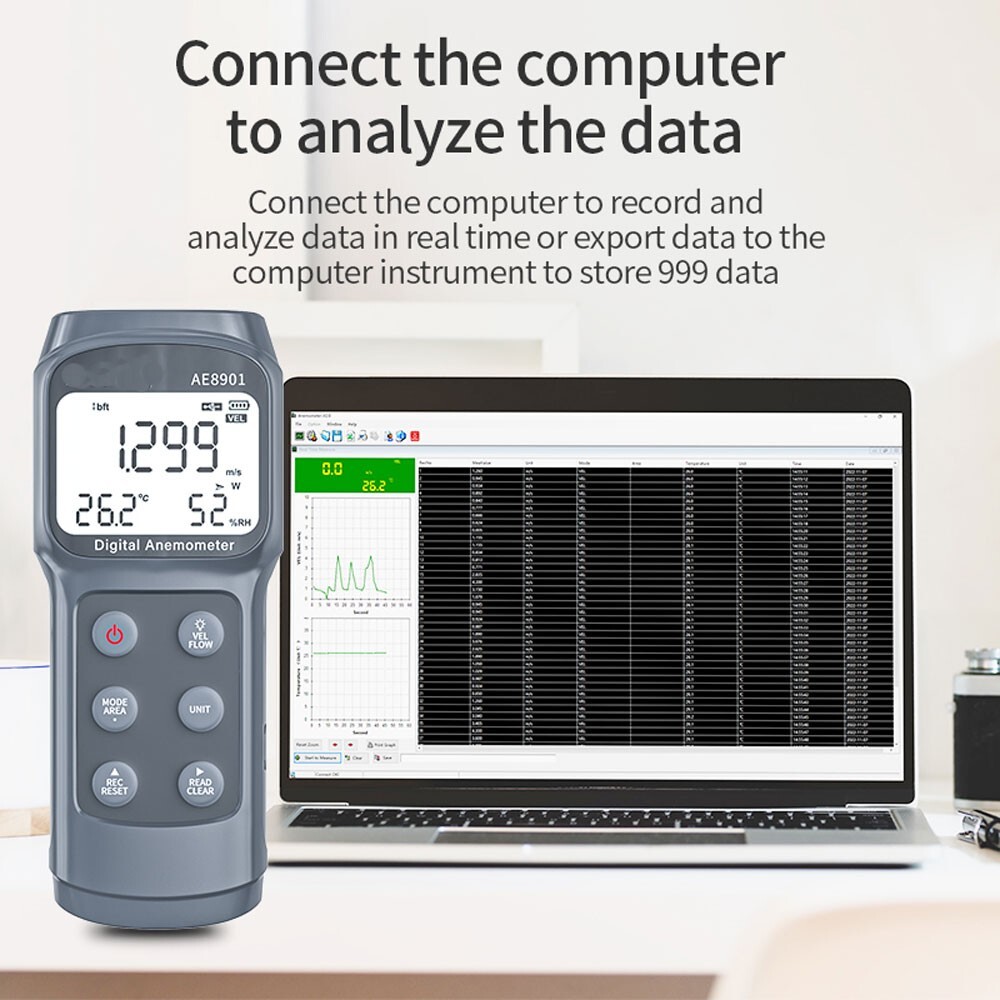 Multi-function Digital anemometer AE8901 split anemometer 0.3~45.0m/s
