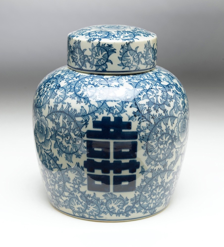 AA Importing 59747 9 Inch Blue & White Ginger Jar