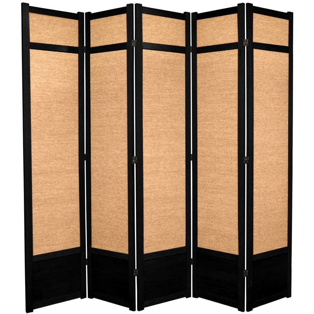 7 ft. Tall Jute Shoji Screen - 5 Panel - Black