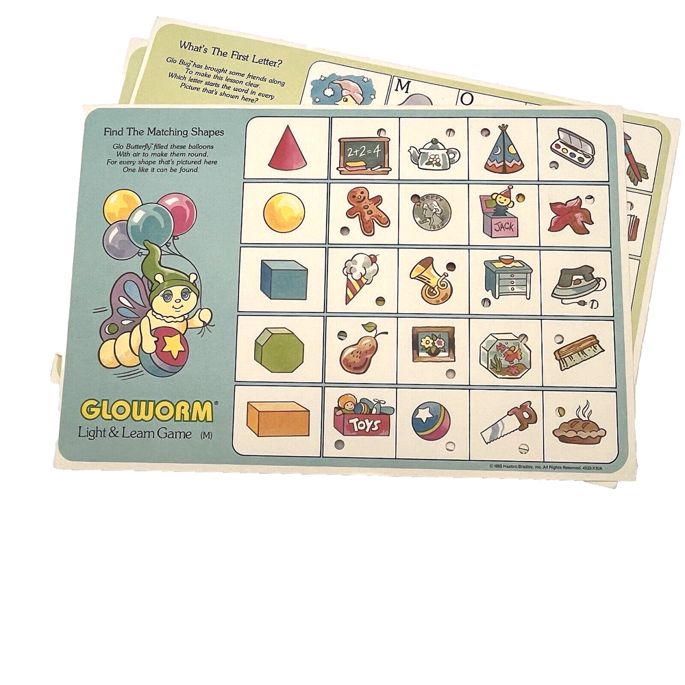 VINTAGE Milton Bradley light & learn game - Glo Worm 1985 Complete Untested