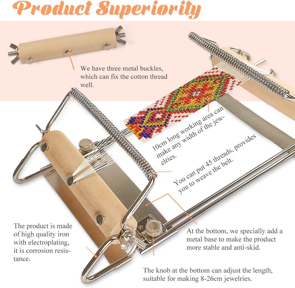 The Third Generation Beading Loom Kit with Seed Beads, Bead Needle,Thread,Needle