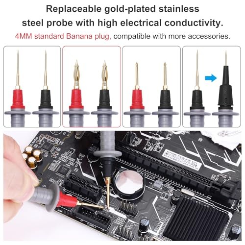 28 Pcs Multimeter Test Leads Kit with Replaceable Gold-Plated Multimeter