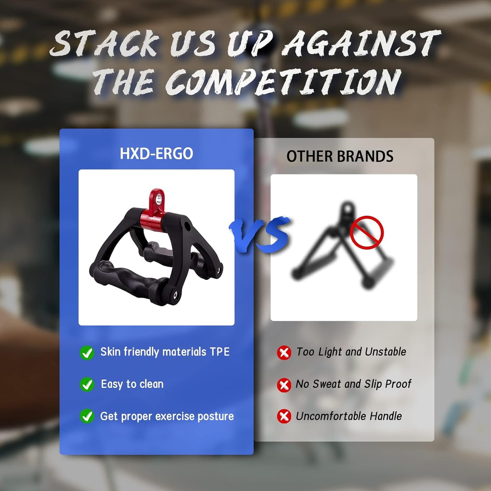 Double D Handle for Cable Machine - Ergonomic Row Handle - Triangle V Bar Grip