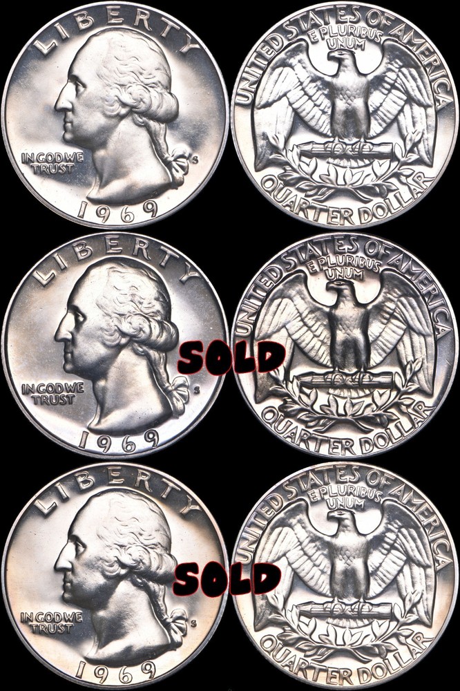 1969 S Washington Quarter Proof GEM BU (1) Random From Proof Sets