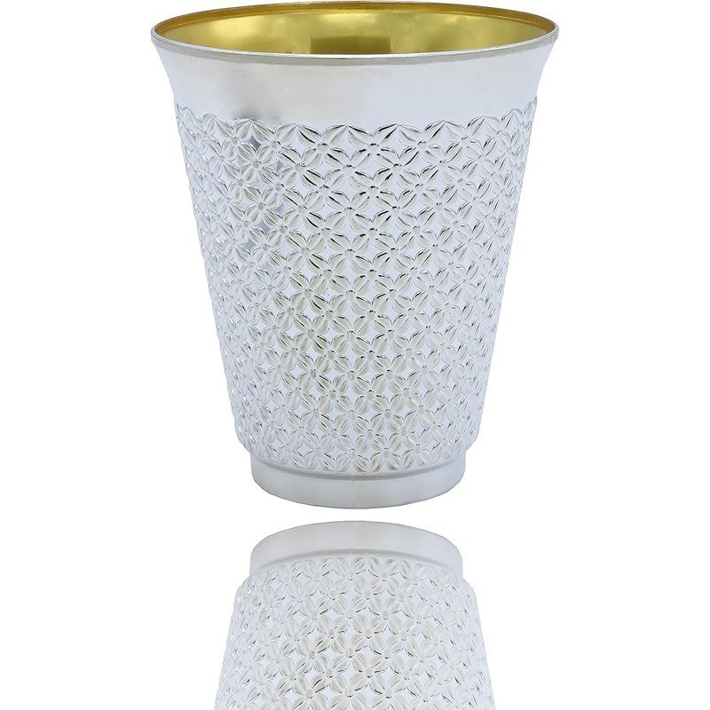 Silver Disposable Kiddush Cups Set 100 Pack Floral Design Heavy Duty Tableware