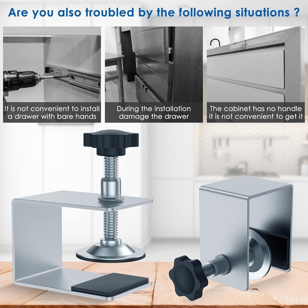2 Pcs Drawer Front Installation Clamps,Drawer Fixing Clips,Adjustable Stable