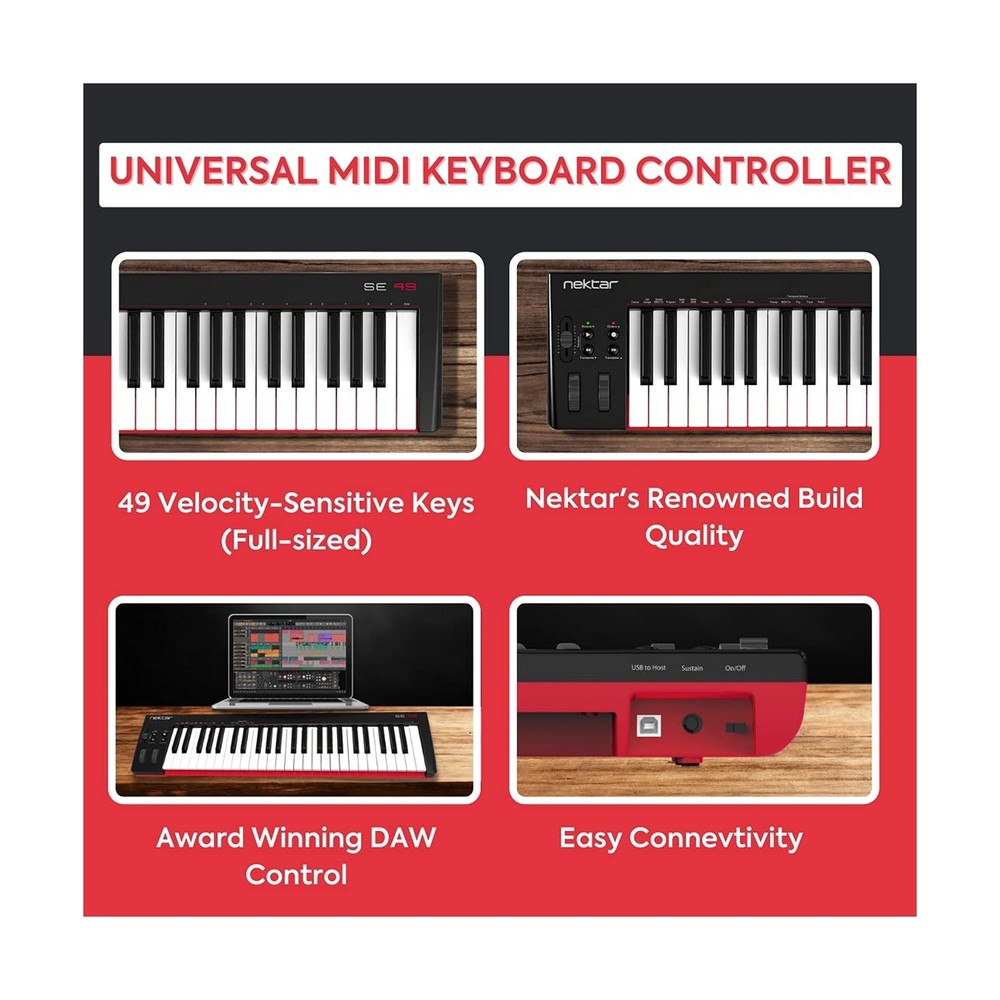 Nektar, 49-Key Midi Controller (SE49),Black white Grey