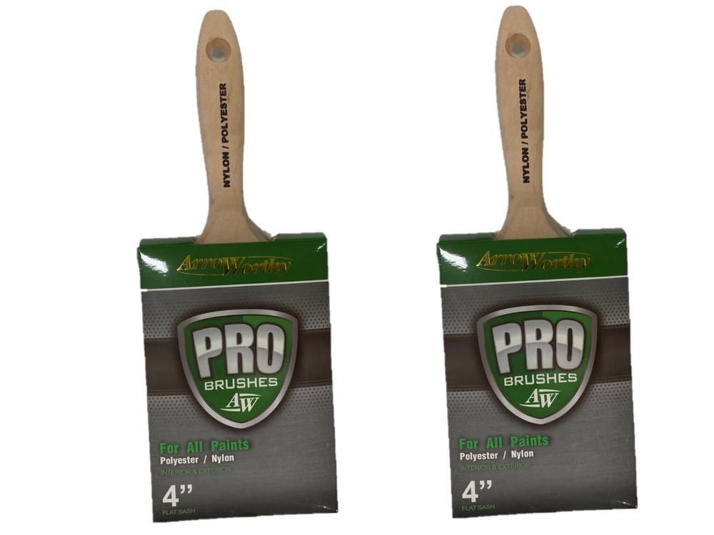 PAINT BRUSH (4 PACK) 4" Flat Sash Polyester/Nylon ArroWorthy Interior/Exterior