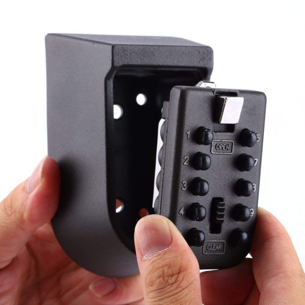 Key Safe Lock Box Push Button 10-Digit Code Wall Mounted Combination Lockbox ...