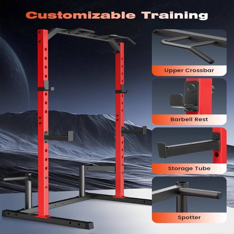 800LBS Power Cage w/Pull Up Bar Weight Lifting Cage Multi-Functional Power Rack