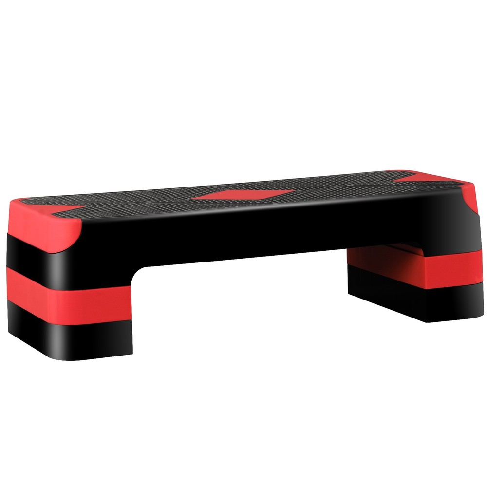 26.5" Aerobic Step Platform Adjustable Exercise Workout Stepper w/4 Risers Red