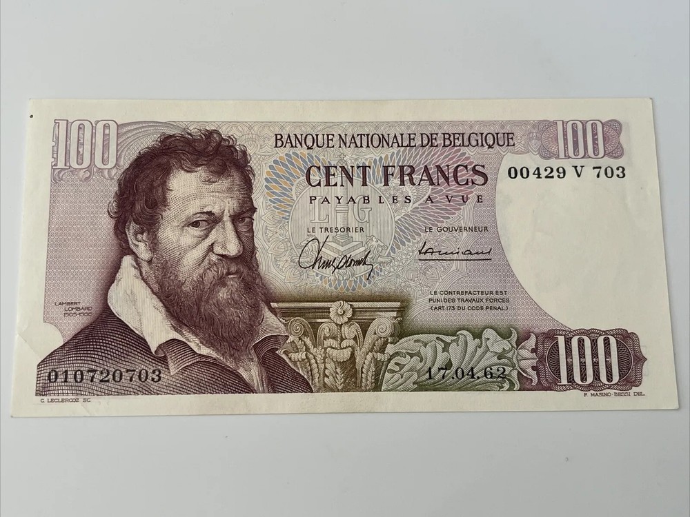 Belgium 1962 100 Francs Bank Note Uncirculated.