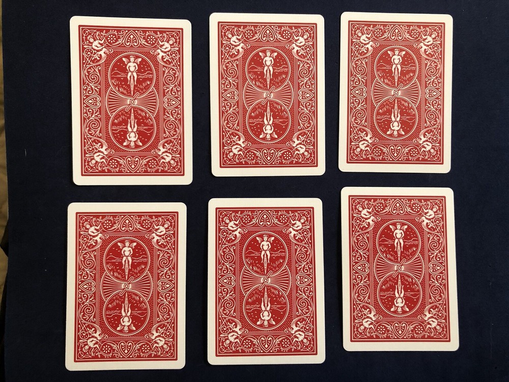 (6) Bicycle Red Back & Blank Face Gaff Playing Cards Use for Card Magic Tricks