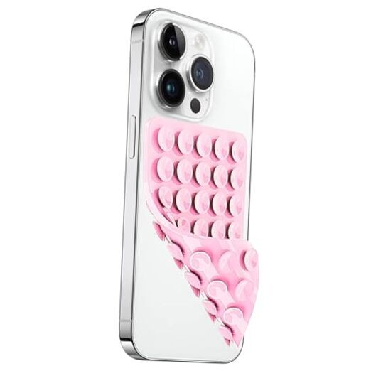1 Pack Silicone Suction Cup Phone Case Mount Double Sided, Hands Light Pink