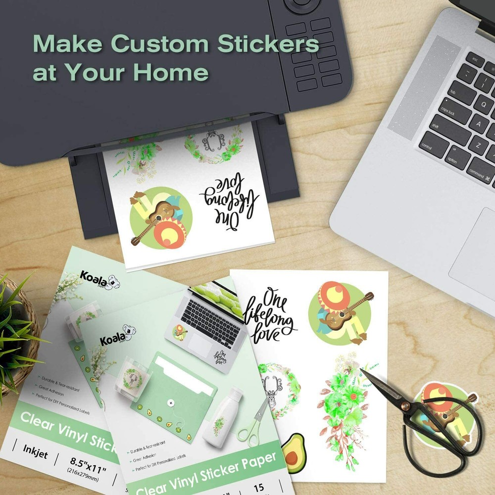 120 Sheets Koala Printable Clear Sticker Paper Waterproof Transparency Inkjet