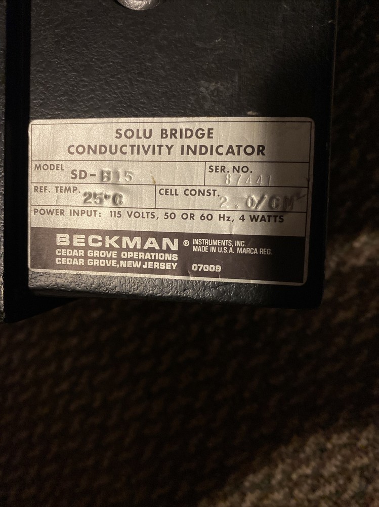 Beckman Solu-Bridge SD-B15 Conductivity Controller Science Electronics Box