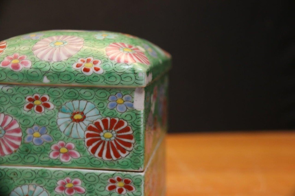 Antique Japanese porcelain stackable box Porcelain Stackable box.