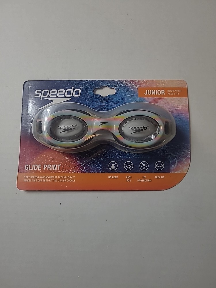 New Speedo Glide Print Goggles - Junior - BLK/STRIPE