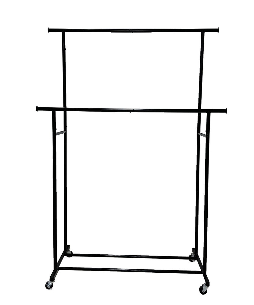 Double Garment Clothes Rack, Rich Black, Metal Frame