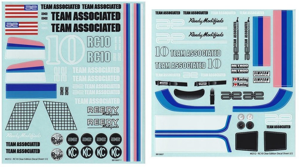 Team Associated - RC10CC Decal Sheets
