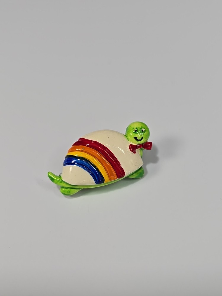 Rainbow Turtle Lapel Pin Hard Plastic