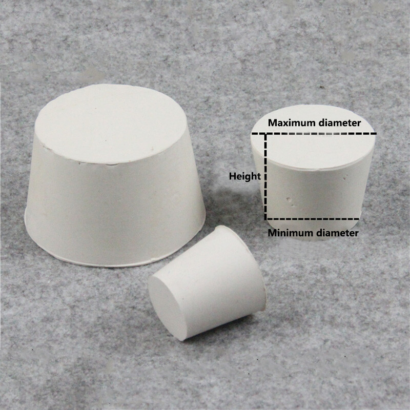 White Rubber Stopper Bungs Laboratory Solid Hole Stopper Tapered Flask 23 Sizes