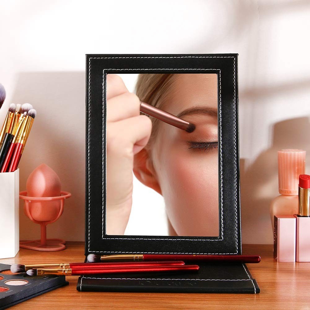 Compact Rectangular Travel Mirror with Cushioned Cover - Ideal Gift for All