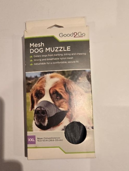 Good2Go Mesh Dog Muzzle XXL Self Closure Head Strap Black Gray