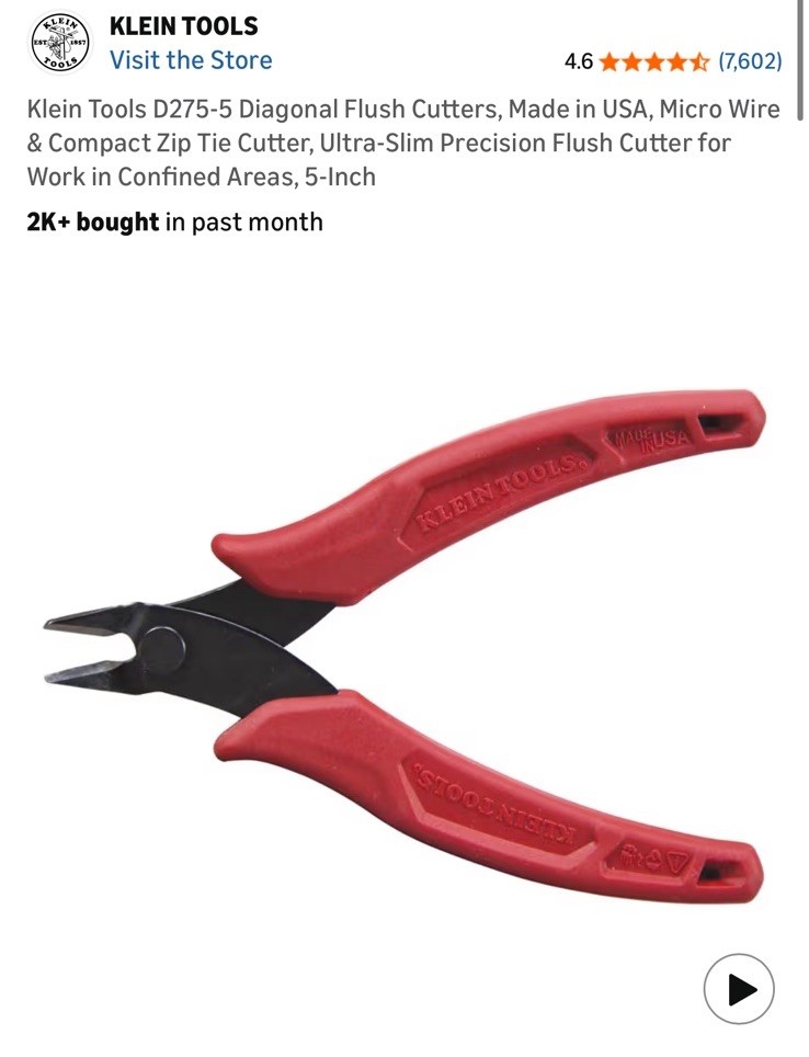 Klein Tools D275-5 Precision Flush Cutter 5 Inch