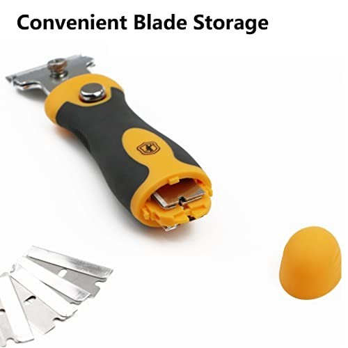 Heavy Duty Razor Blade Scraper Set - 2 Handles, 12 Extra Blades, Extendable Tool
