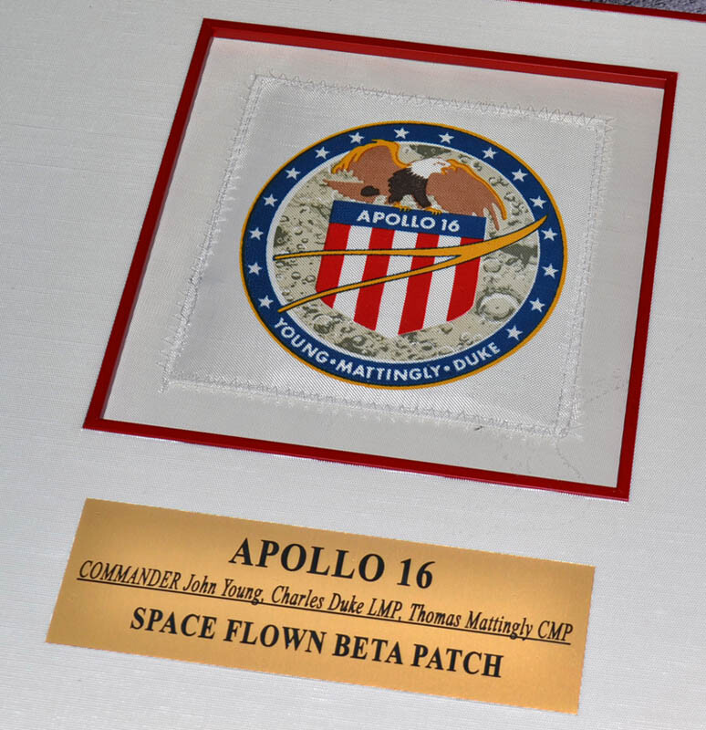 APOLLO 16 Space Flown Beta PATCH, COA, Custom Frame, Astronaut Picture, DVD