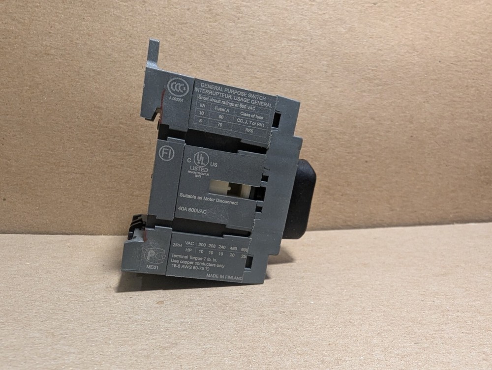 ABB OT40F3 Main Power Disconnect 40A 600V NEW