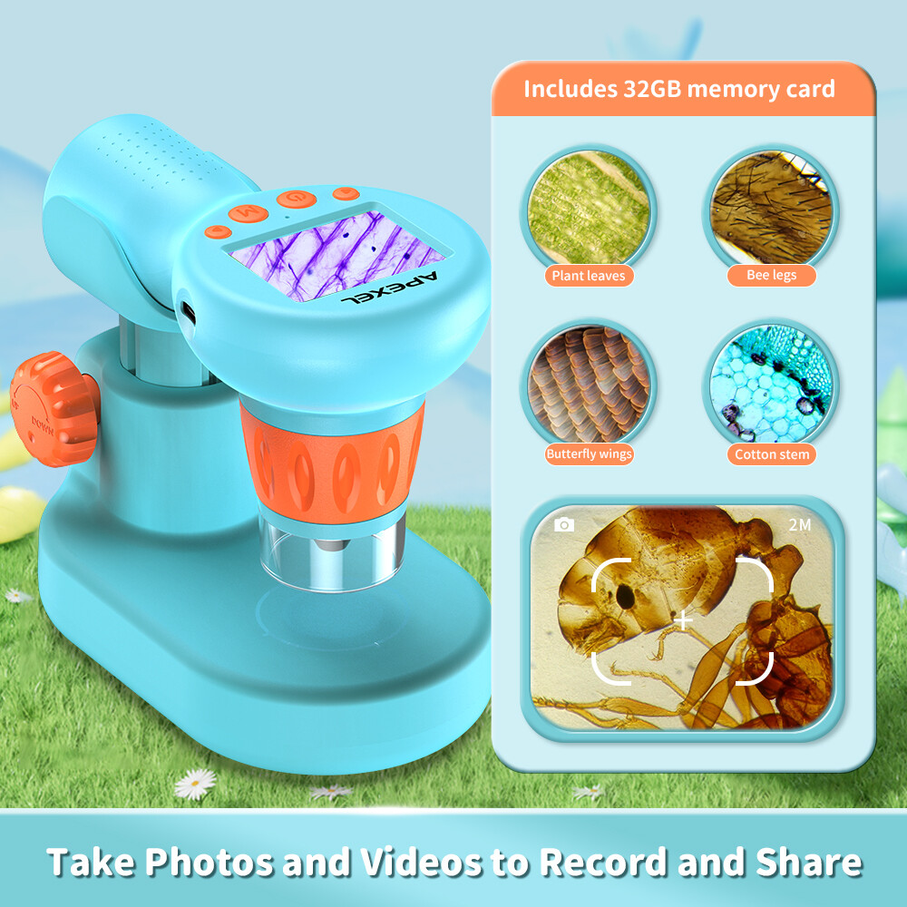 APEXEL 800X Optical Microscope Child Electron Microscope Science Experiment Kit