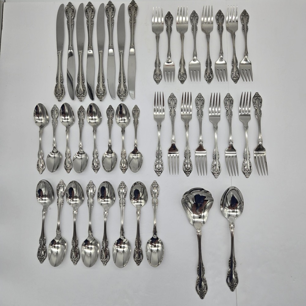 Oneida Michelangelo Stainless Flatware Set 8 Place Settings w/2 Serving Pc 42pcs